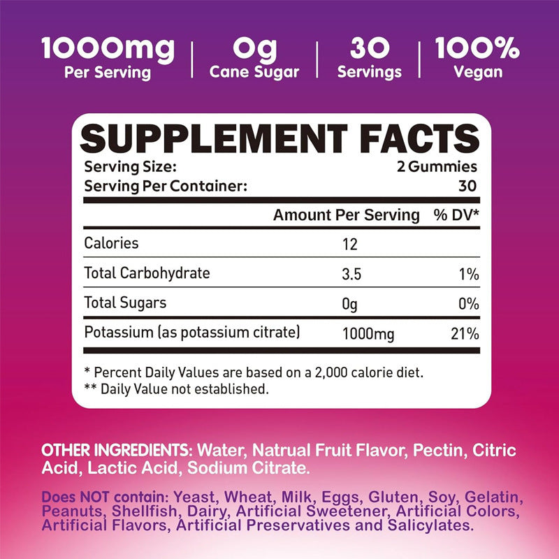 Potassium Citrate 1000mg Gummies Dietary Supplement